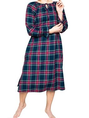 Petite Plume Windsor Tartan Delphine Nightgown Plaid Flannel Sleep Dress Small